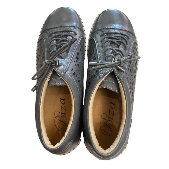 BIZA Athena Women's Leather Lace-up Grey Sneakers NEW 36 5 5.5 - Picture 6 of 7